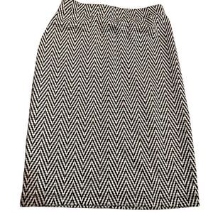 Liz Claiborne Womens Pencil Skirt Petite XS Herrinbone Black White Jacquard
